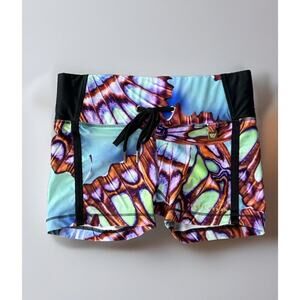 Power Woman Athletic Shorts Size S Sweden Butterfly Print